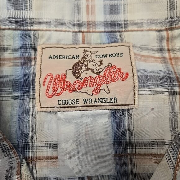 VTG Wrangler Sawtooth Shirt Mens Approx Size XL Pearl Snap Rockabilly Western - Picture 8 of 8